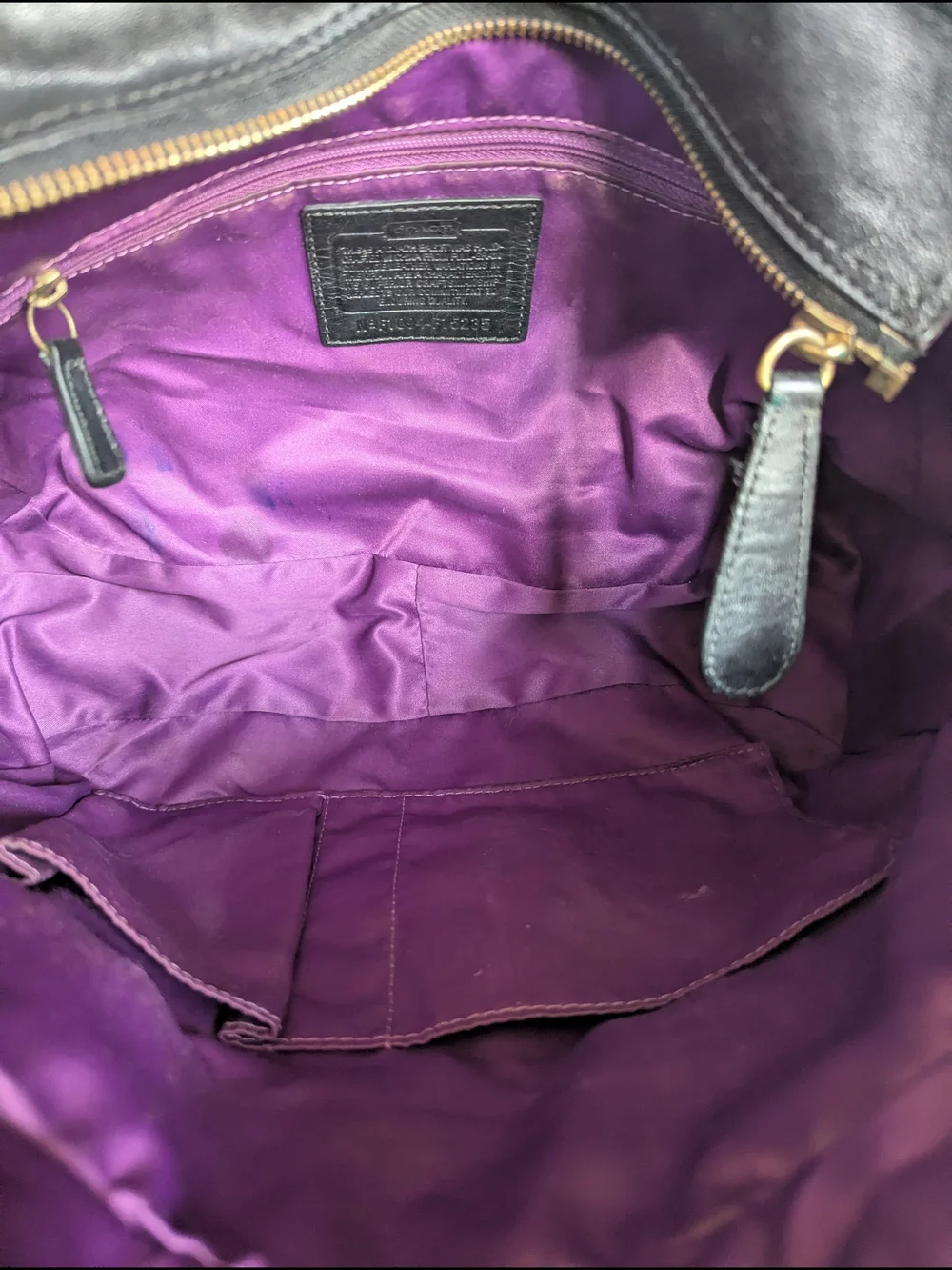 Coach Black Leather Shoulder Bag with Gold Stud Accents